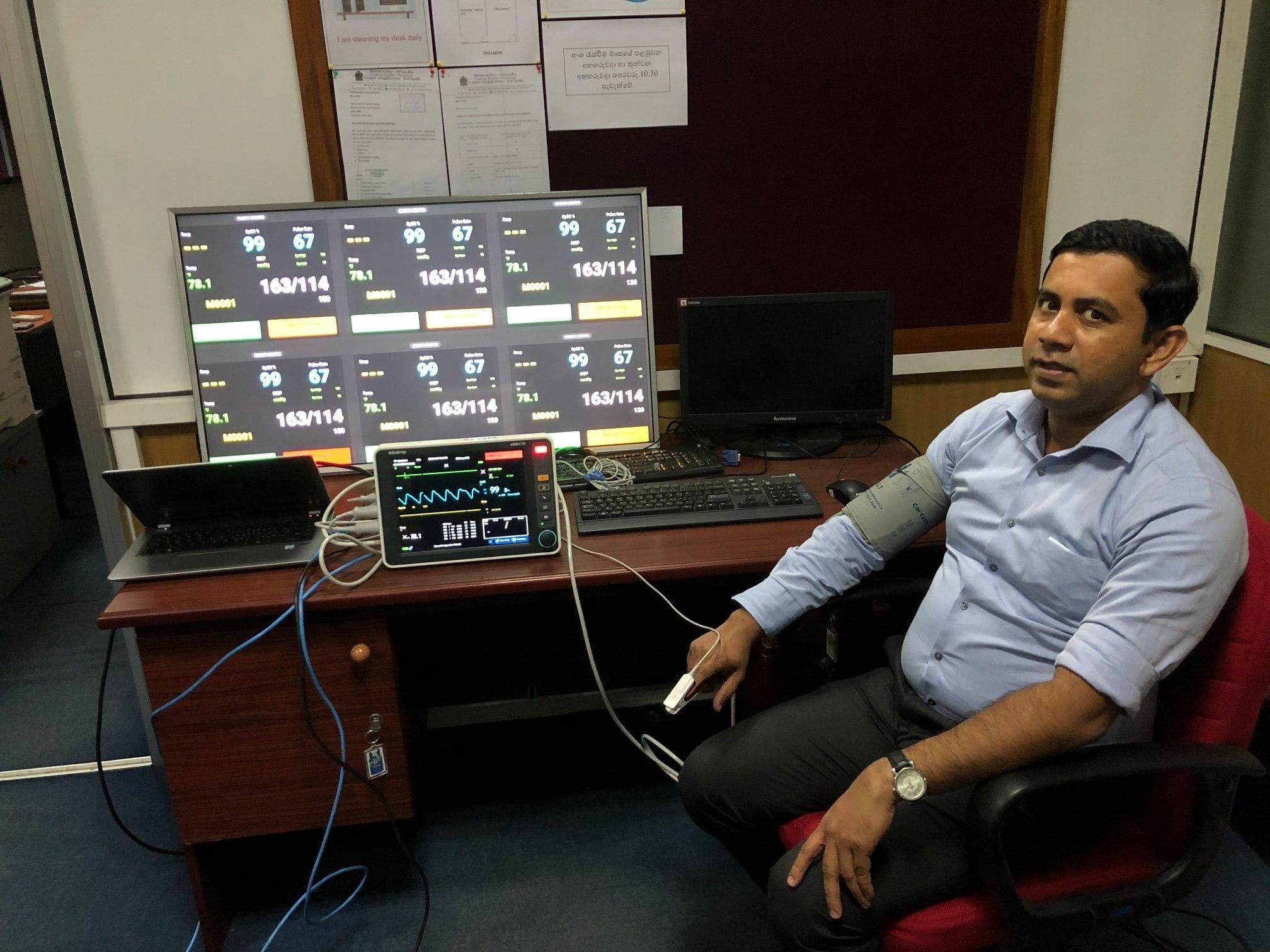 Dr. Sudarshana Wickramasinghe is testing the system